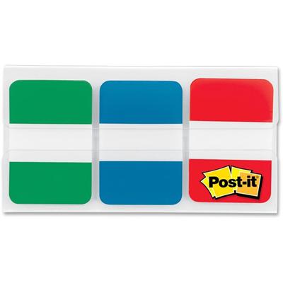 Post-it&reg; Filing Tabs - 1" Tab Height x 1.50" Tab Width - Green, Blue, Red Tab(s) - Removable, Durable, Repositionable, Customizable, Wear Resistant, Tear Resistant - 66 / Pack