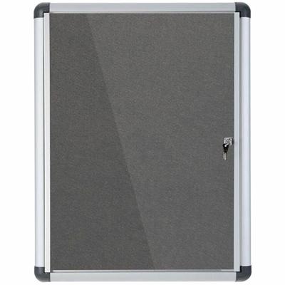 MasterVision SlimLine Magnetic Gray Fabric Enclosed Board - 36.60" Board Height x 26.40" Board Width x 0.70" Board Depth - Gray Fabric Surface - Magnetic, Lock, Reinforced Corners - Anodized Aluminum Frame - 28" Width - 1 Each