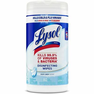 Lysol Disinfecting Wipes - For Multipurpose, Multi Surface - Crisp Linen Scent - 7" Length x 7.25" Width - Recommended For: Virus Remover, Bacteria Remover, Allergen Remover, Dust Mite Remover, Debris Remover, Pet Dander Remover, Pollen Remover - Dis