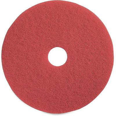 Genuine Joe Red Buffing Floor Pad - 16" Diameter x 1" Thickness - Floor, Buffing, Scrubbing - 175 rpm to 350 rpm Speed Supported - Flexible, Resilient, Rotate, Dirt Remover, Scuff Mark Remover, Heel Mark Remover - Fiber - Red - 5 / Carton