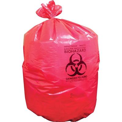 Heritage 1.3 mil Red Biohazard Can Liners - 37" Length x 50" Width x 1.30 mil (33 Micron) Thickness - Low Density - Red - Linear Low-Density Polyethylene (LLDPE) - Can - 1 Carton