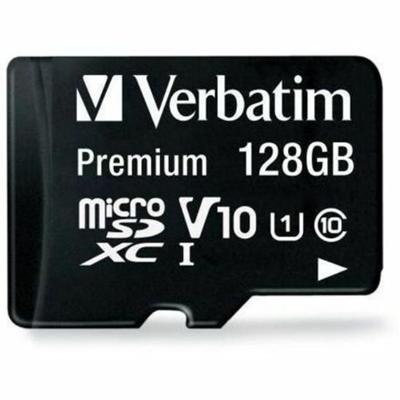Verbatim Premium 128 GB Class 10/UHS-I microSDXC - 1 Each - TAA Compliant - 45 MB/s Read - Lifetime Warranty