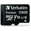 Verbatim Premium 128 GB Class 10/UHS-I microSDXC - 1 Each - TAA Compliant - 45 MB/s Read - Lifetime Warranty