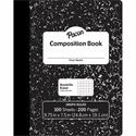 Pacon Composition Book - 100 Sheets - 200 Pages - Quad Ruled Front Ruling - 0.20" Ruled - 9.75" Height x 7.5" Width x 0.1" Length - White Paper - Black Marble Cover - Durable, Hard Cover - 6 / Pack