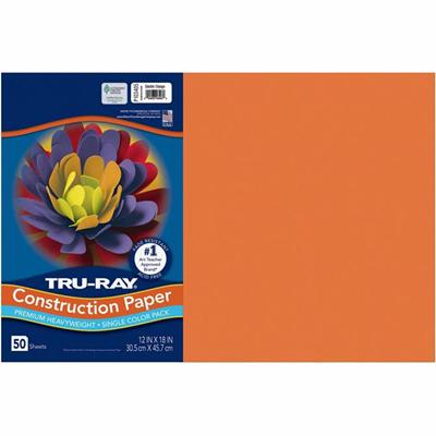 Tru-Ray Construction Paper - Art Project - 18" Width x 12" Length - Electric Orange - Sulphite - 1 Pack