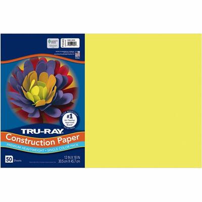 Tru-Ray Construction Paper - Art Project - 18" Width x 12" Length - Lively Lemon - Sulphite - 1 Pack