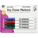 Charles Leonard Low Odor Dry Erase Markers - Fine Bullet Marker Point - Black, Blue, Red, Green Ink - 4 / Pack