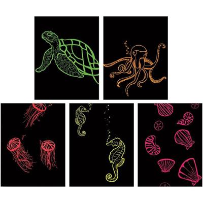 Now You See It! Etch Fluorscent Brd - Craft - 50 Piece(s) - 11" Height x 8.50" Width - Fluorescent Red, Black, Fluorescent Orange, Fluorescent Green, Fluorescent Pink, Fluorescent Yellow - Wood - 50 / Pack