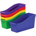 Storex Large Book Bin, Assorted Colors, Set of 5 - 7" Height x 5.30" Width x 14.30" Depth - Sturdy, Handle, Drop Resistant - 50% Recycled - Assorted - Plastic - 5 / Set