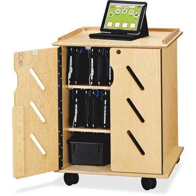 Jonti-Craft Laptop/Tablet Storage Cart - 24" Width x 23" Depth x 30" Height - Woodgrain - For 32 Devices - 1 Each