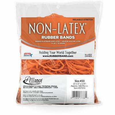Alliance Rubber Rubber Bands - Size: #33 - 3.5" Length x 0.1" Width - Latex-free, Stretchable - Synthetic Rubber, Poly - Orange - 1 Bag