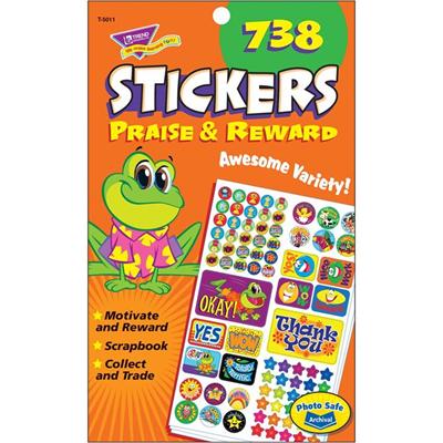 Trend Praise & Reward Stickers - Self-adhesive - Acid-free, Fade Resistant, Non-toxic, Photo-safe - 9.50" Height x 5.75" Width - Multicolor - 238 / Pad