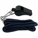 Champion Sports Plastic Whistle/Bulk Lanyard Pack - Black, Silver - Metal, Nylon, Plastic - 1 Dozen