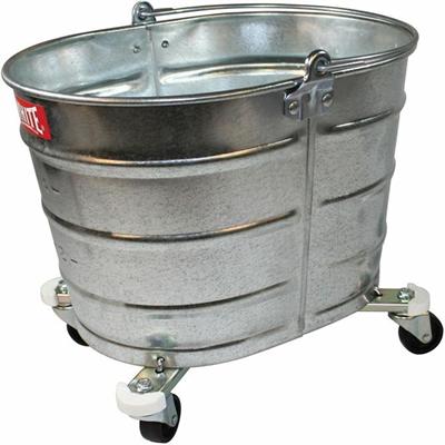 Impact Products Oval Galvanized Steel Bucket with 2" Casters - Reinforced, Embossed - Galvanized Steel