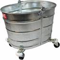 Impact Products Oval Galvanized Steel Bucket with 2" Casters - Reinforced, Embossed - Galvanized Steel