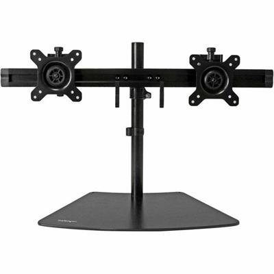 StarTech.com Dual-Monitor Stand - Horizontal - Black - Up to 24" Screen Support - 35.27 lb Load Capacity - 16.10" Height x 37.40" Width - Tabletop, Desktop - Aluminum, Steel, Plastic - Black