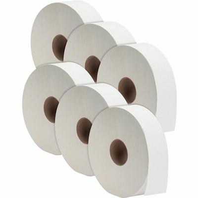 Genuine Joe Jumbo Jr Dispenser Bath Tissue Roll - 2 Ply - 3.50" Width x 2000 ft Length - 12" Roll Diameter - 3 19/64" Core - White - Fiber - 6 / Carton