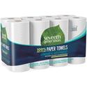 Seventh Generation 100% Recycled Paper Towels - 2 Ply - 156 Sheets/Roll - White - Paper - 8 / Pack