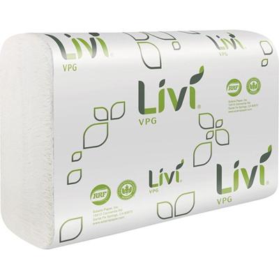 Livi VPG MultiFold Towel - 1 Ply - Multifold - 9.06" Width x 9.45" Length - White - Virgin Fiber, Paper - 250/Pack - 16 / Carton