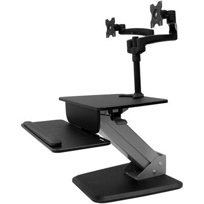 StarTech.com Dual Monitor Sit-to-stand Workstation - Up to 24" Screen Support - 38.36 lb Load Capacity - 6.30" Height x 26.80" Width - Desktop, Tabletop - Plastic, Steel - Black