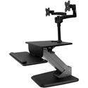 StarTech.com Dual Monitor Sit-to-stand Workstation - Up to 24" Screen Support - 38.36 lb Load Capacity - 6.30" Height x 26.80" Width - Desktop, Tabletop - Plastic, Steel - Black