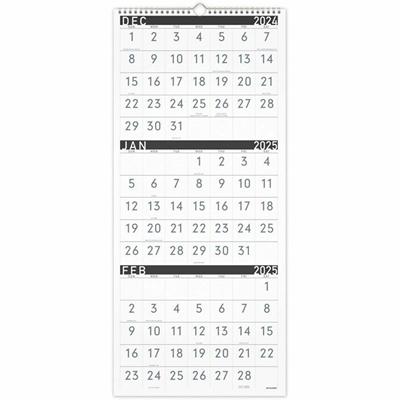 At-A-Glance Contemporary 3-Month Reference Wall Calendar - Large - Monthly - 15 Month - December 2025 to February 2027 - 3 Month Single Page Layout - 12" x 27" Sheet Size - White Sheet - Wire Bound - Chipboard, Paper - Black Cover - Reference Calenda