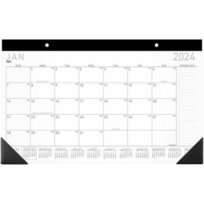 At-A-Glance Contemporary Monthly Desk Pad - Julian Dates - Daily, Monthly - 12 Month - January 2026 to December 2026 - 1 Month Single Page Layout - 18" x 11" Sheet Size - White Sheet - Headband - Desk Pad - Paper - Black Cover - 11" Height - Referenc