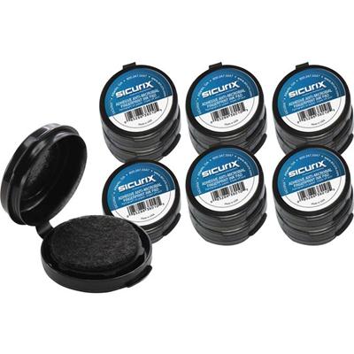 SICURIX Adhesive Fingerprint Ink Pads - 0.5" Height x 1.5" Width x 1.5" Depth - Black Ink - Black - 12 / Carton