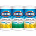 Clorox Disinfecting Bleach Free Cleaning Wipes Value Pack - Ready-To-Use - Fresh, Crisp Lemon Scent - 12" Length x 12" Width - Pre-moistened - White - 75/Tub - 3 / Pack