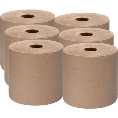 Genuine Joe Embossed Hardwound Roll Towels - 7.87" Width x 1000 ft Length - 2" Core - Kraft - 6 / Carton