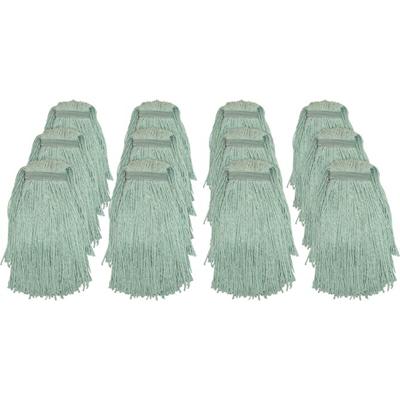 Genuine Joe Blended Yarn Mophead - #20 - Durable, Cut Ends, Narrow Headband - Yarn - Green - 12 / Carton