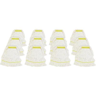 Genuine Joe Narrow Band Small Mophead - Rayon, Cotton - White - 12 / Carton