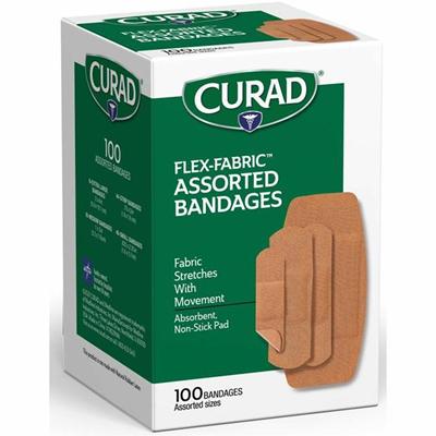 Curad Flex-Fabric Bandages - Tan - Fabric - 100 / Box