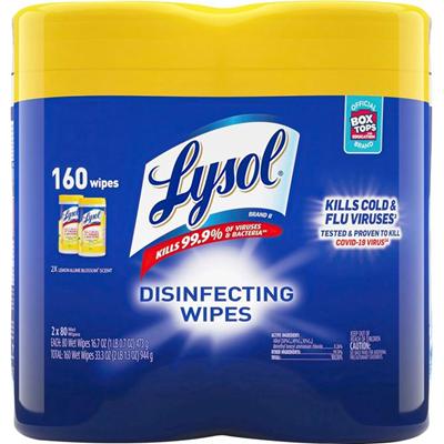 Lysol Disinfecting Wipes - For Multi Surface - Wipe - Lemon Lime Scent - Recommended For: Bacteria Remover, Virus Remover, Germs Remover, Fungi Remover, Allergen Remover, Mildew Remover, Mold Remover - Pre-moistened, Disinfectant, Antibacterial - Whi