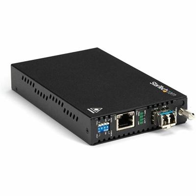 StarTech.com Gigabit Ethernet Copper-to-Fiber Media Converter - SM LC - 10 km - 1 x Network (RJ-45) - 1 x LC Ports - DuplexLC Port - Single-mode - 1310 nm Fiber - Gigabit Ethernet - 1000Base-T, 1000Base-LX - 10 km - AC Adapter - Rack-mountable, Stand