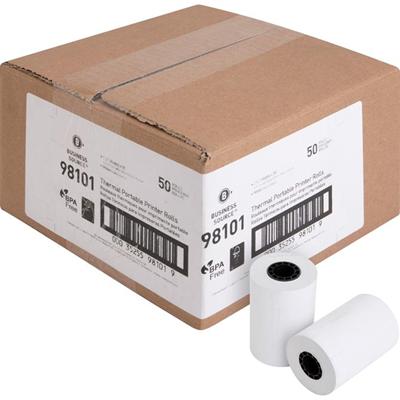 Business Source Portable Printer Thermal Rolls - 2 1/4" x 55 ft - 48 g/m² Grammage - White - 50 / Carton