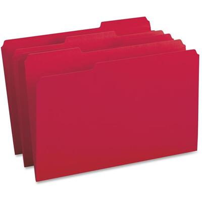 Business Source 1/3 Tab Cut Legal Recycled Top Tab File Folder - 8 1/2" x 14" - Top Tab Location - Assorted Tab Position - 11 pt. - 1 Plys - Red - 10% Recycled - 100 / Box