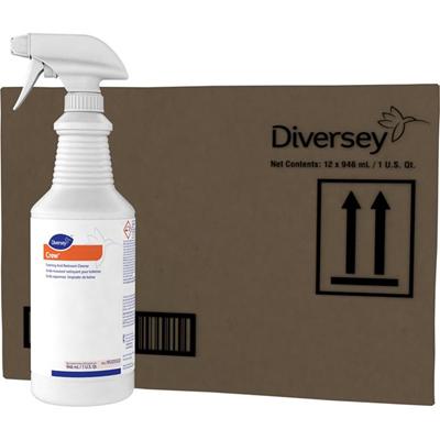 Diversey Foaming Acid Restroom Cleaner - Ready-To-Use - 32 fl oz (1 quart) - Fresh Scent - Strong - Red - 12 / Carton
