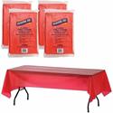 Genuine Joe Plastic Rectangular Table Covers - 108" Length x 54" Width - Plastic - Red - 6/Pack - 4 / Carton