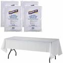 Genuine Joe Plastic Rectangular Table Covers - 108" Length x 54" Width - Plastic - White - 6/Pack - 4 / Carton