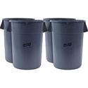 Genuine Joe 44-gallon Heavy-duty Trash Container - 44 gal Capacity - Heavy Duty, Handle - 24" Height x 31.5" Width x 24" Depth - Gray - 4 / Carton