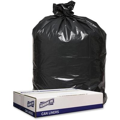 Genuine Joe Low Density Black Can Liners - 56 gal Capacity - 47" Length x 43" Width x 1.20 mil (30 Micron) Thickness - Low Density - Black - Can - Recycled - 100 / Carton
