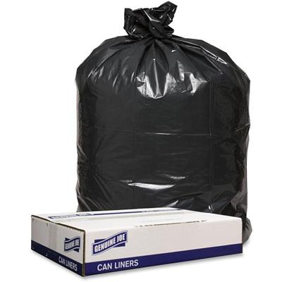 Genuine Joe Low Density Black Can Liners - 56 gal Capacity - 47" Length x 43" Width x 1.60 mil (41 Micron) Thickness - Low Density - Black - Can - Recycled - 100 / Carton