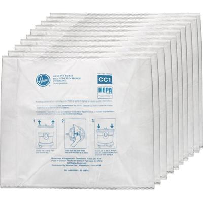 Hoover HushTone HEPA Vacuum Bags - 10 / Pack - Type CC1 - Disposable, Dust Proof - White