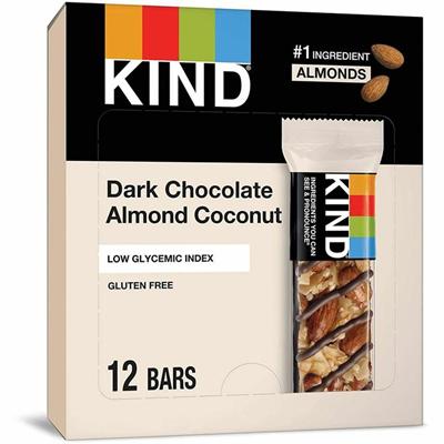 KIND Dark Chocolate Almond Coconut Nut Bars - Gluten-free, Non-GMO, Sodium-free, Cholesterol-free, Fat-free, Individually Wrapped - Dark Chocolate Almond Coconut - 1.40 oz Box - 12 / Box