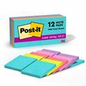 Post-it&reg; Super Sticky Notes - Supernova Neons Color Collection - 1080 x Multicolor - 3" Flag/Note Width x 3" Flag/Note Length - Rectangle - 90 Sheets per Pad - Aqua Splash, Tropical Pink, Acid Lime, Guava, Iris Infusion - Paper - Self-adhesive, R