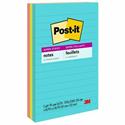 Post-it&reg; Super Sticky Notes - Supernova Neons Color Collection - 270 x Multicolor - 4" Flag/Note Width x 6" Flag/Note Length - Rectangle - 90 Sheets per Pad - Ruled - Aqua Splash, Acid Lime, Guava - Paper - Self-adhesive, Recyclable - 3 / Pack