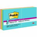 Post-it&reg; Super Sticky Dispenser Notes - Supernova Neons Color Collection - 540 x Multicolor - 3" Flag/Note Width x 3" Flag/Note Length - Rectangle - 90 Sheets per Pad - Aqua Splash, Acid Lime, Guava - Paper - Self-adhesive, Removable, Recyclable 