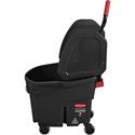 Rubbermaid Commercial WaveBrake Down Press Mop Bucket - 8.75 gal - Splash Resistant, Durable, Caster - 27.4" x 16.1" - Tubular Steel - Black - 1 Carton