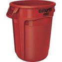 Rubbermaid Commercial Brute 32-Gallon Vented Container - 32 gal Capacity - Round - Warp Resistant, UV Coated, Reinforced, Damage Resistant, Heavy Duty, Handle, Tear Resistant - 27.3" Height x 21.9" Diameter - Plastic - Red - 1 Each